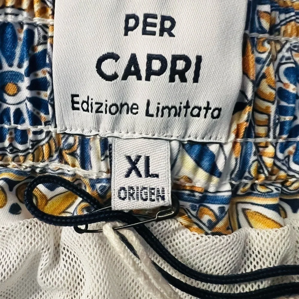 Origen Per Capri Blue & Yellow Swim Trunks Size XL NWOT